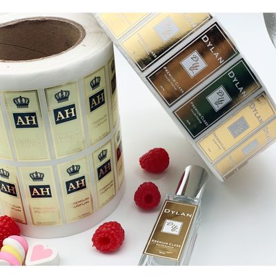 Goldfolie, die 4x6cm PVC-Vinylaufkleber für Parfümflasche beendet