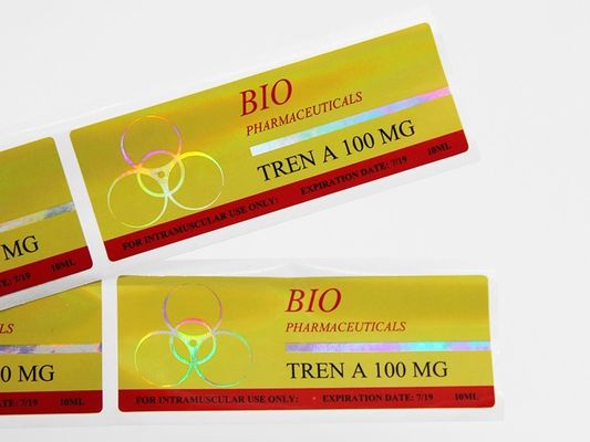 ISO-Goldfolie, die 10ml Vial Labels Strong Adhesive Sticky für Trenbolone-Azetat druckt