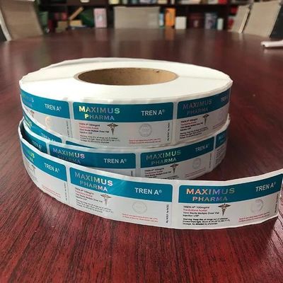 Kundenspezifischer bunter Druckhologramm Steriod 3x6 cm Laser Papier-Vial Labels By Roll für 10ml Einspritzung Vial Use