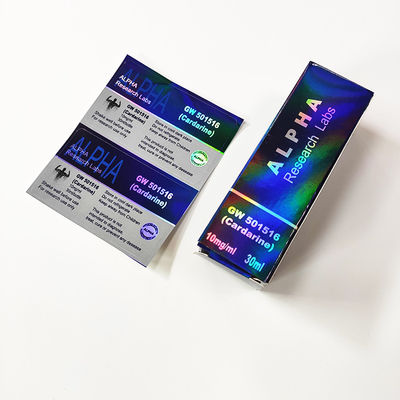 Kundenspezifischer bunter Druckhologramm Steriod 3x6 cm Laser Papier-Vial Labels By Roll für 10ml Einspritzung Vial Use
